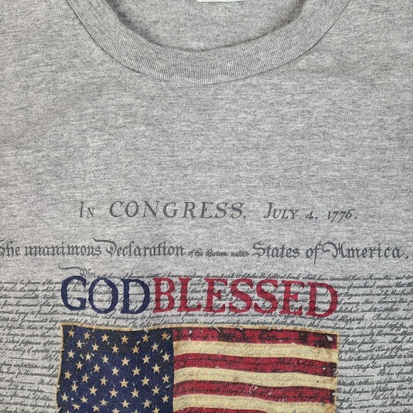 USA Patriotic T-Shirt God Blessed America T-Shirt XL Gray Short Sleeve - Picture 3 of 11